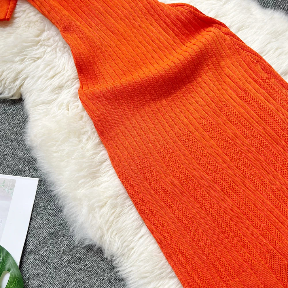 Summer Women Knitted Long Dress