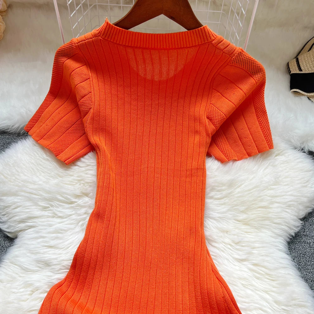 Summer Women Knitted Long Dress