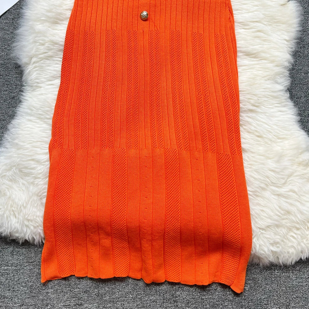 Summer Women Knitted Long Dress